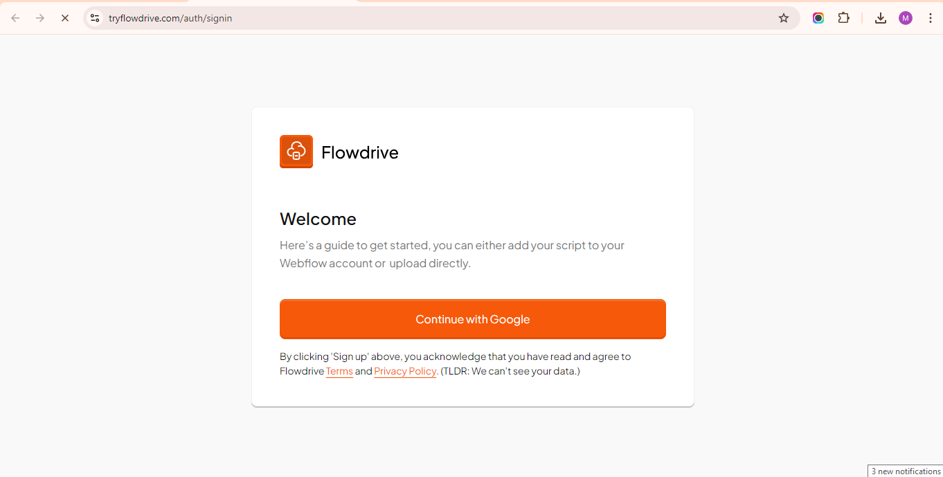 Flowdrive auth page